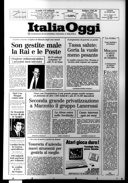 Italia oggi : quotidiano di economia finanza e politica